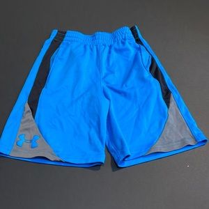 Boys Under Armour Shorts Size 7, Elastic Waistband, Blue, Black & Silver